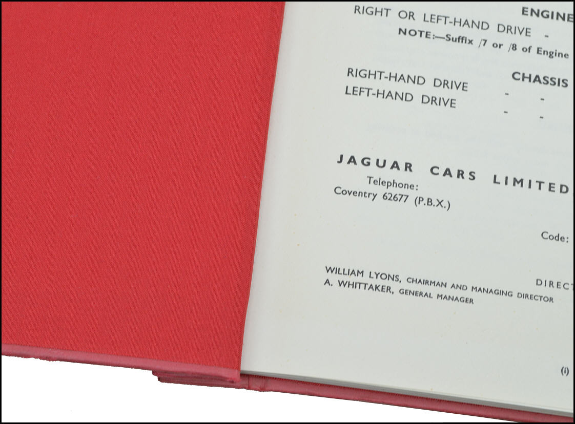 Spare Parts Catalogue Jaguar XK 120 Drop Head Coupe