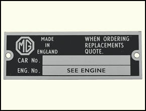 Typenschild für MIDGET
